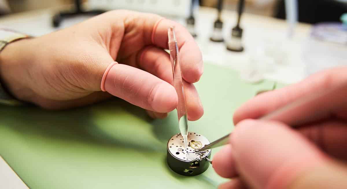 watchmaker with a quartz watch